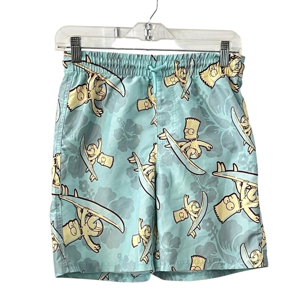THE SIMPSONS Bart Simpson Swim Shorts Boys XL 14-16 Beach Old Navy Blue Yellow